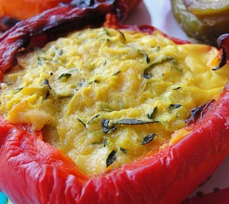 Poivrons farçis au clafoutis de courgettes