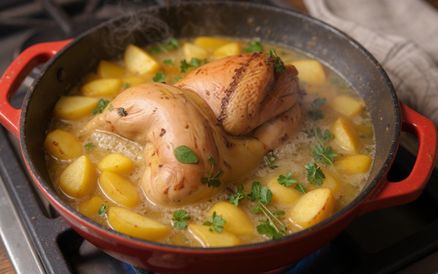 Faisan au cidre et aux pommes