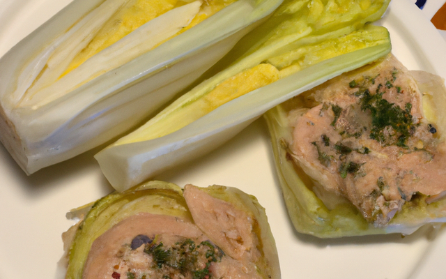 Papillote crue d'endive et rillettes aux deux saumons