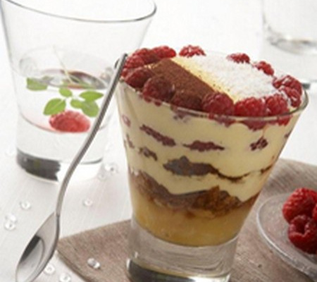 Tiramisu à la compotée d'ananas, framboises et saveur chicorée