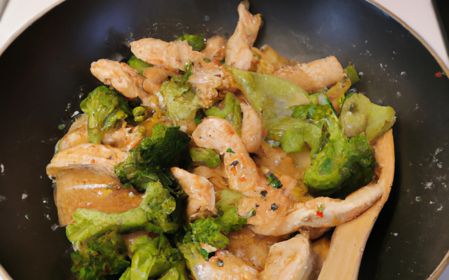 Blancs de poulet, brocoli, pousses de soja et sésame façon wok