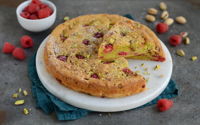 Moelleux pistaches et framboises