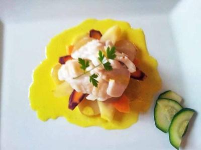 cabillaud sauce vin blanc et curcuma