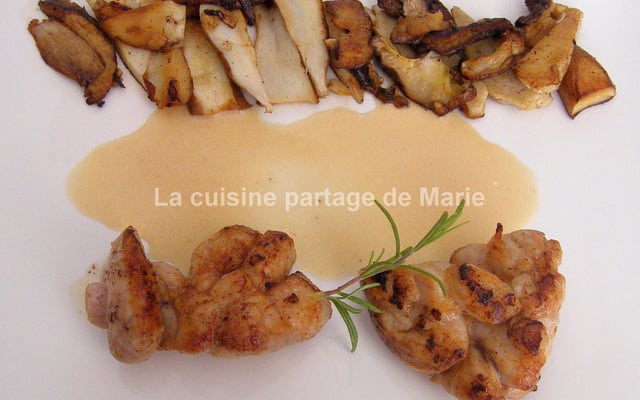 cassolette de Ris de veau poêlés aux cèpes e