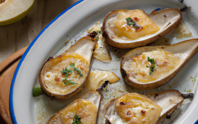 Poires comice gratinées au Roquefort