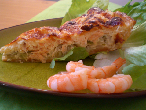 Quiche aux poireaux et au saumon