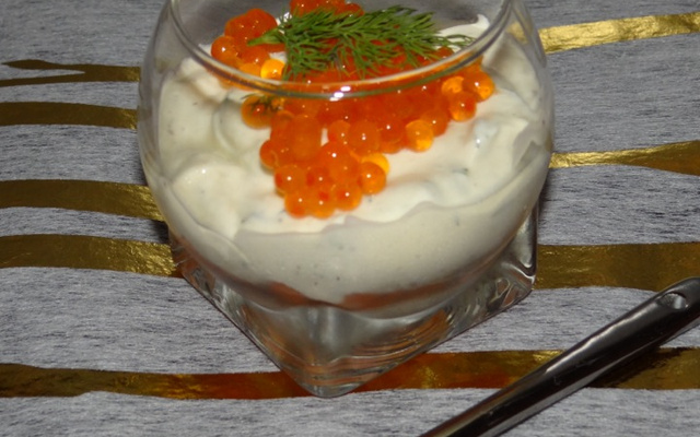 Verrine de mascarpone aux 2 saumons