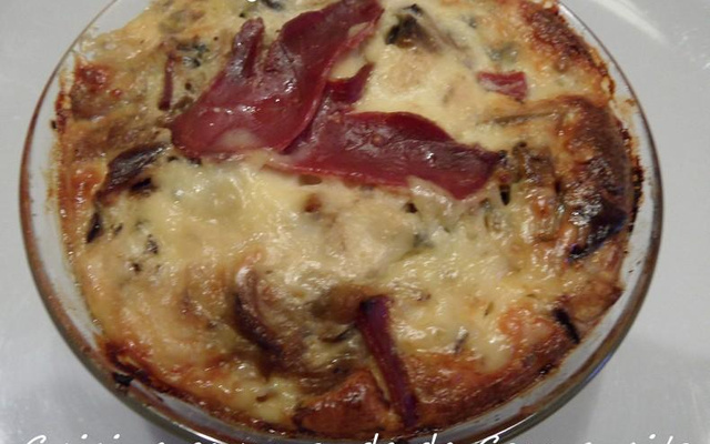 Flan d'aubergines à la fourme d'Ambert au four