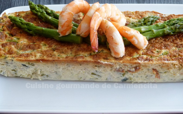 Terrine d’asperges vertes aux gambas et crabe