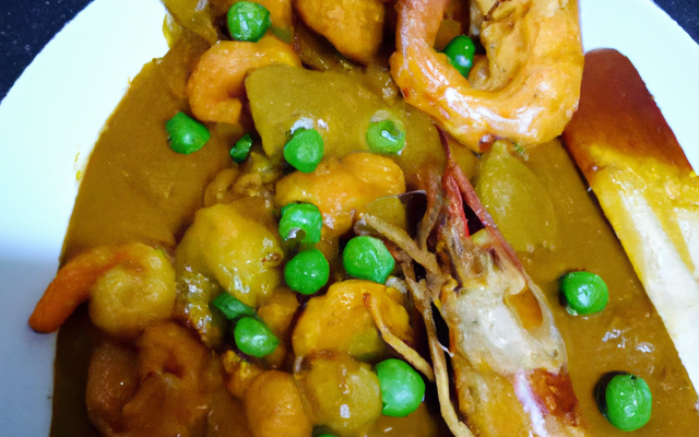 Curry thaï au cabillaud, crevettes et petits pois