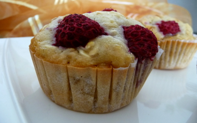 Muffins aux framboises & flocons d'avoine