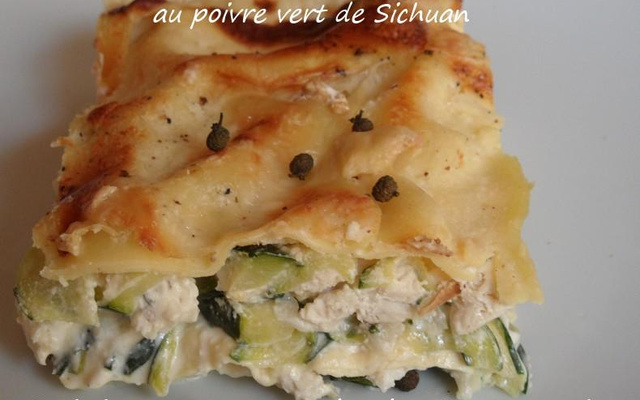Lasagnes, à la crème de camembert au poivre vert de Sichuan