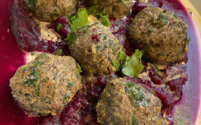 Boulettes de bœuf au hareng, sauce au fenouil confit et betteraves marinées