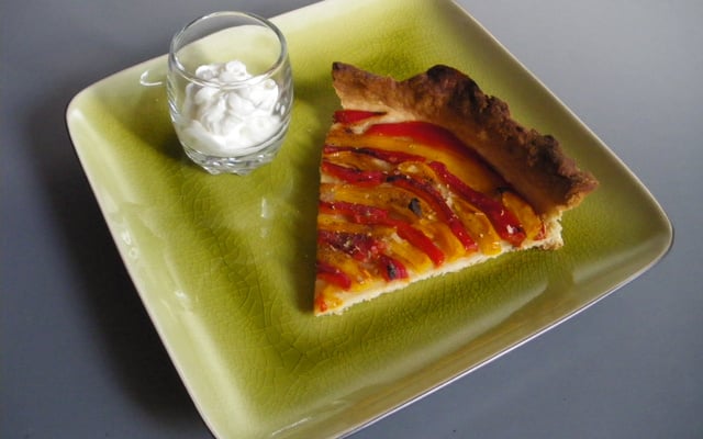 Tarte aux deux poivrons et sa chantilly de chèvre
