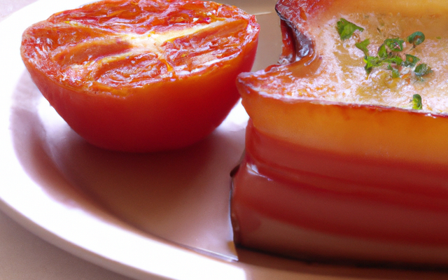 Tomate farcie, tranche de lard crousti