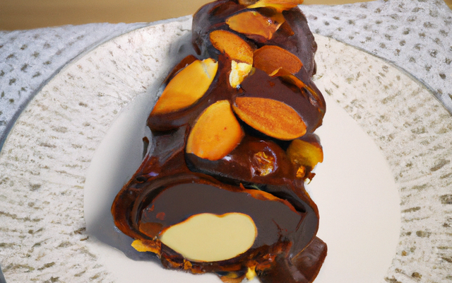 Bûche au chocolat et aux amandes caramélisées