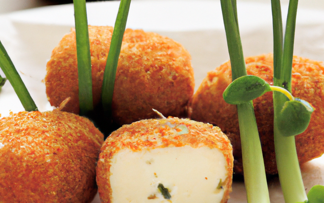 Croquette de brie et pousses de poireaux