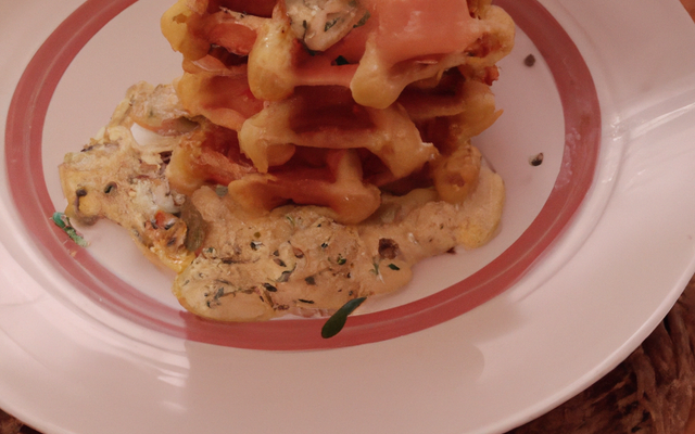 Gaufre de pomme de terre au saumon fumé, crème d'Isigny acidulée