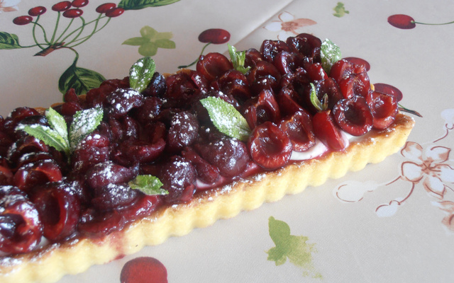 Tarte à la cerise et fromage blanc