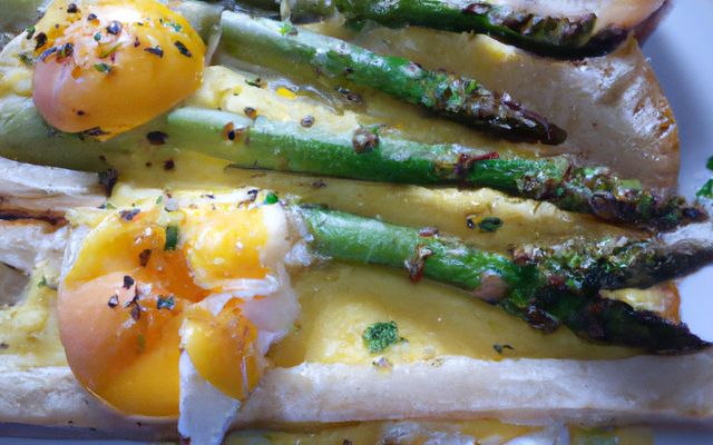 Œufs brouillés aux asperges et mouillettes de pain