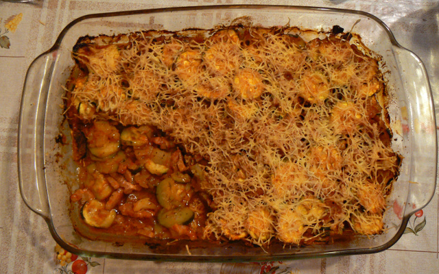 Gratin de courgettes lardé