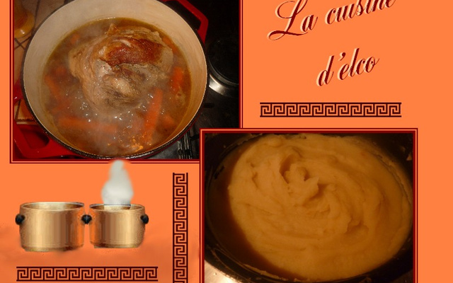 Rôti à la sauce andalouse et purée d'oignons braisés