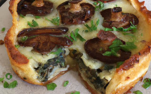 Croustillant aux poireaux, champignons et roquefort