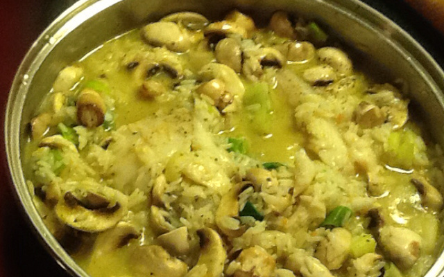 Risotto de poulet aux champignons