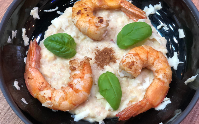 Crevettes sautées au basilic et au panais