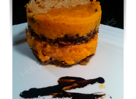 Mille-feuille croquant de potiron et canard confit