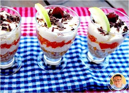 Verrines pêches abricots et sa mousse de mascarponeà la vanille