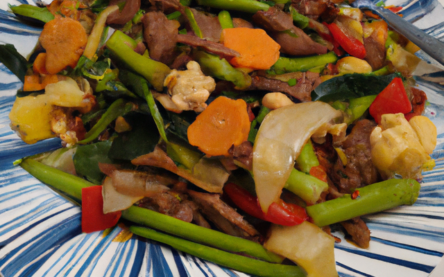 Bœuf mariné et légumes sautés à la thaïlandaise bon marché