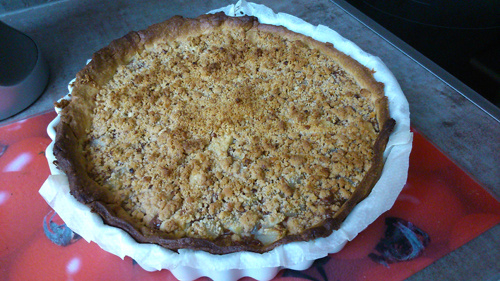 Tarte crumble chocolat poire