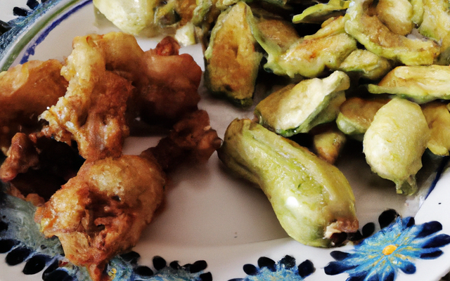 Lapin frit et beignets de courgette