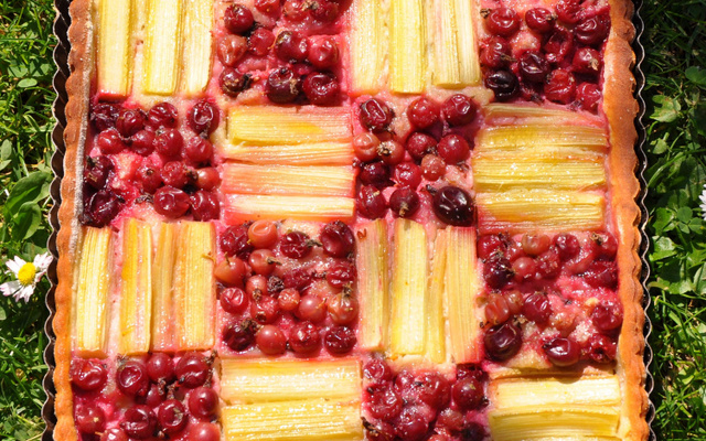 Tarte rhubarbe fruits rouges