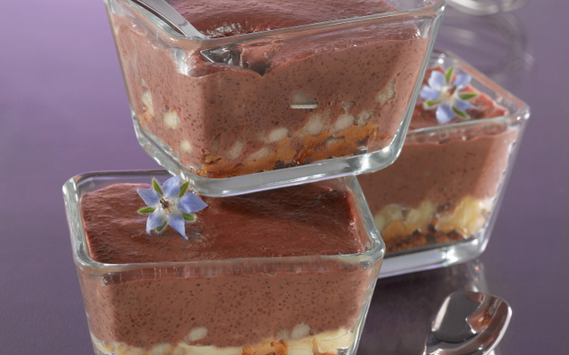 Crème douceur au Tapioca, au chocolat, spéculoos et poire