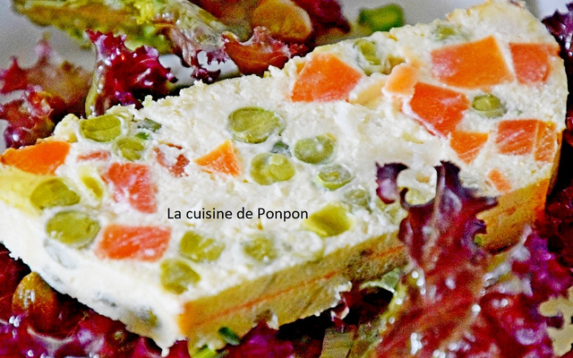 Terrine de petits pois, carottes et navets