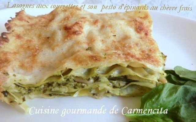 Lasagnes aux courgettes et son pesto d'épinards au chèvre frais