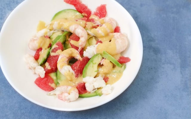 Salade de langoustines, avocat et pamplemousse