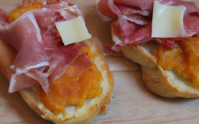 Bruschetta à la mimolette et au jambon cru