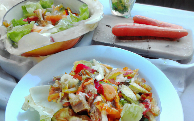 Salade de Poulet Fermier d'Auvergne, Tagliatelles de légumes d'été en ratatouille servies glacées