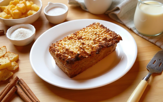 Gâteau de pain perdu, pomme et cannelle