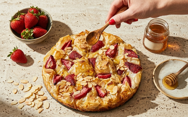 Gâteau de pâtes filo aux fraises
