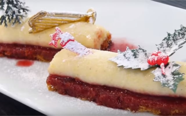 Semoule de maïs au lait façon mini-bûche de Noël