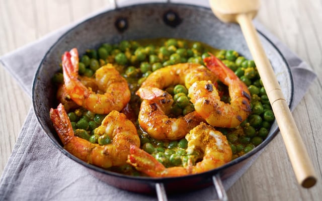 Curry aux petits pois et aux crevettes