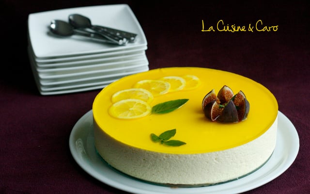 Miroir citron sur figues caramélisées et biscuit au Basilic