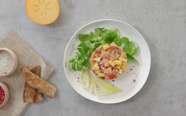 Tartare de saumon au Kaki Ribera del Xuquer AOP