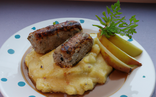Pomme purée à la moutarde de Meaux et boudin grillé