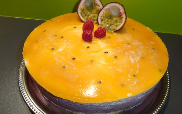 Bavarois aux framboises et aux fruits de la passion