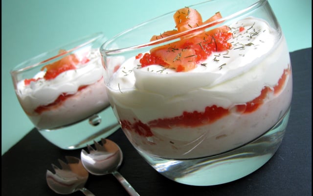 Verrines de saumon fumé à la ricotta